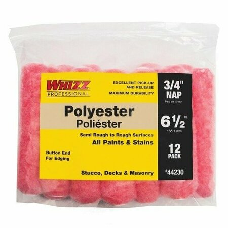 WHIZZ 6-1/2 in. Pink Polyester 3/4 in. Nap Mini Roller, 12PK 44230